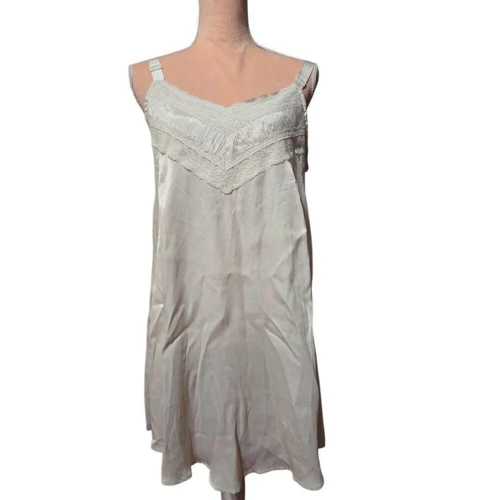 Free People White Satin Mini Slip Dress